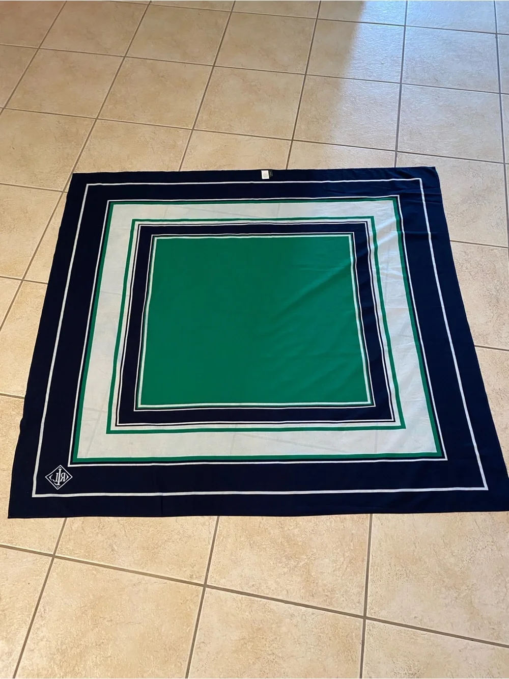 Lauren Ralph Lauren Green Navy and White Swim Sarong